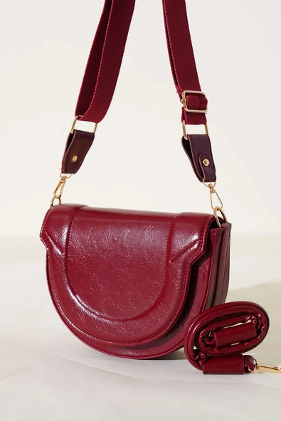 Oval Dikiş Detaylı Çanta Bordo - 1