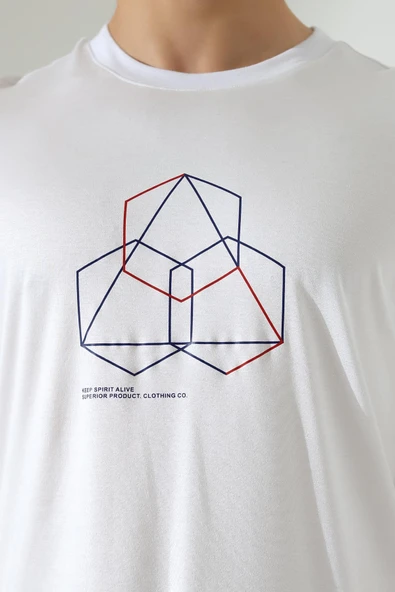 Bisiklet Yaka Kısa Kol, Baskılı T-shirt - 8