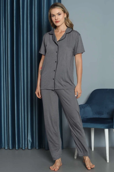 Mini Puantiyeli Kısa Kol Pijama Takımı Leylak - 2