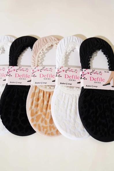 Bayan 6lı Dantel Babet Çorap Asorti 2 - Resim 2