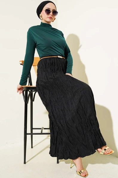 Balıkçı Yaka Yan Büzgülü Sandy Bluz Zümrüt - Resim 2