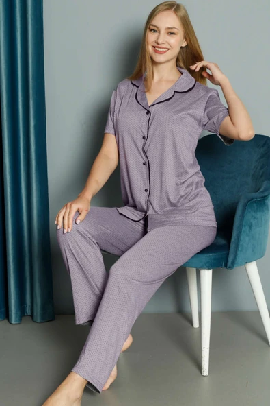 Mini Puantiyeli Kısa Kol Pijama Takımı Galibarda - Resim 2