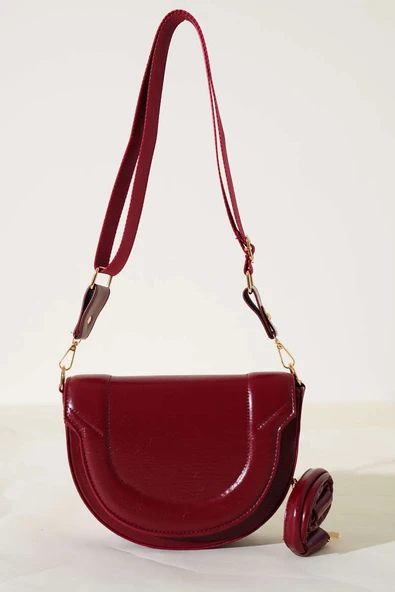Oval Dikiş Detaylı Çanta Bordo - 2
