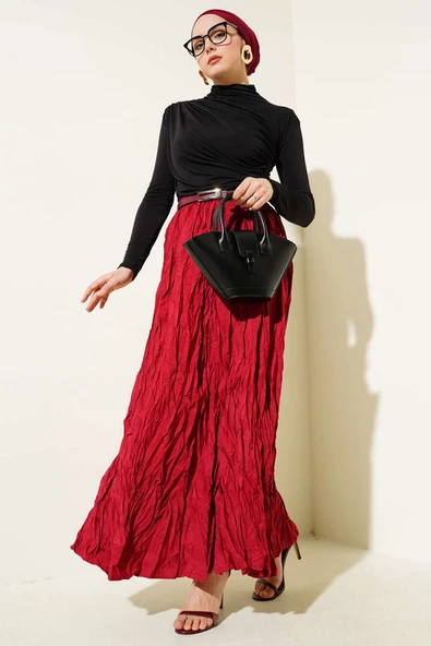 Balıkçı Yaka Yan Büzgülü Sandy Bluz Siyah - Resim 2