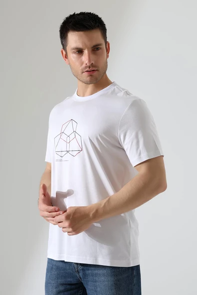 Bisiklet Yaka Kısa Kol, Baskılı T-shirt - 10