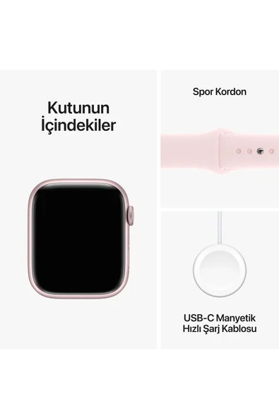 Apple Watch Series 9 GPS 45mm Pembe Alüminyum Kasa ve Uçuk Pembe Spor Kordon - S/M - 10