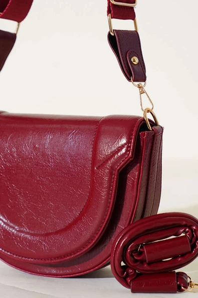 Oval Dikiş Detaylı Çanta Bordo - 3