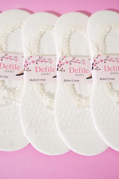 Bayan 6lı Dantel Babet Çorap Ekru - Resim 2