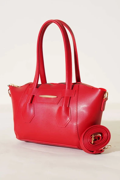 Metal Armalı Fermuarlı Çanta Kırmızı ürün görseli 1