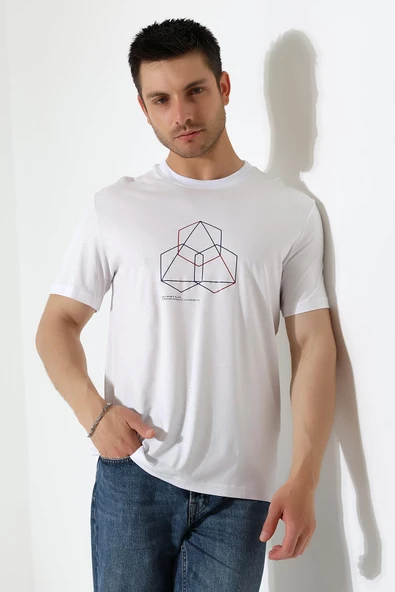 Bisiklet Yaka Kısa Kol, Baskılı T-shirt - 12