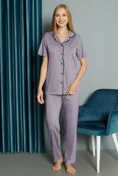 Mini Puantiyeli Kısa Kol Pijama Takımı Galibarda