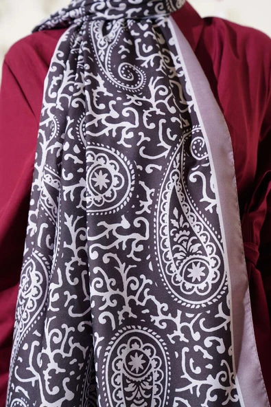 Paisley Desenli Soft Şal Vizon - Resim 4