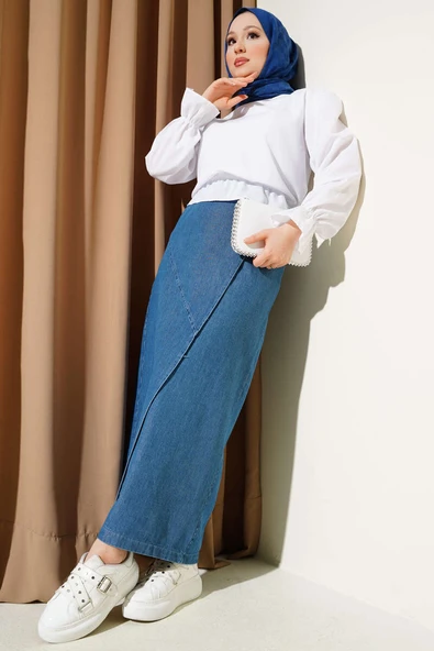 Kol ve Bel Lastikli Kısa Gömlek Beyaz - 2