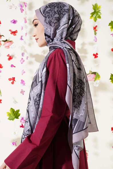 Karışık Desenli Soft Şal Vizon - Resim 3