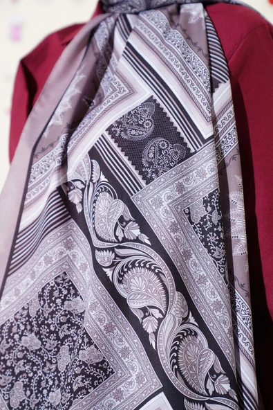 Karışık Desenli Soft Şal Vizon - Resim 4