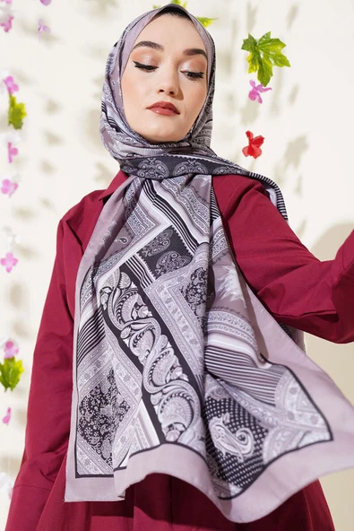 Karışık Desenli Soft Şal Vizon - Resim 2