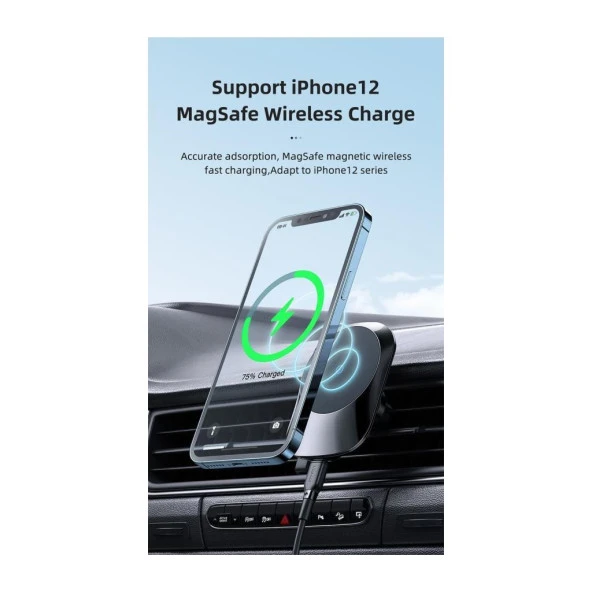 Mcdodo 15W iphone Magsafe Araç Kablosuz Şarj ve Tutucu CH-7071 - 3