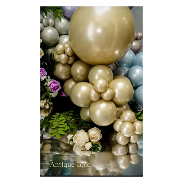 12 İnç Aura Antique Gold (Antika Altın) Balon 5 Adet - 2