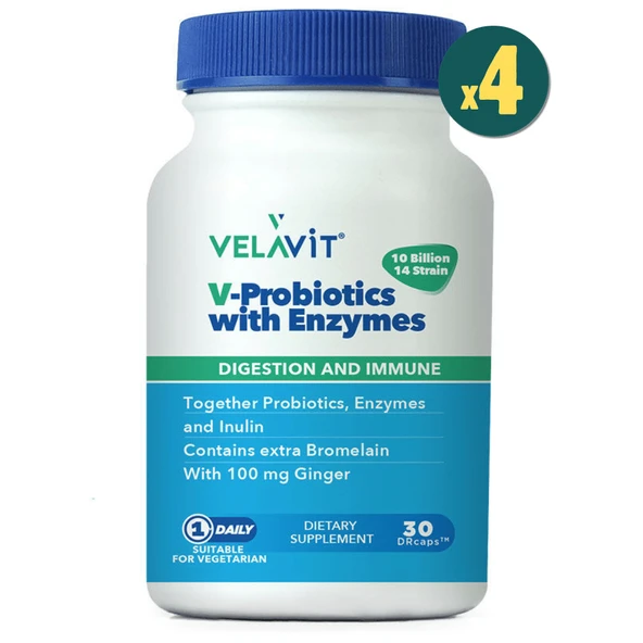 Velavit V-Probiotics With Enzymes 30 Tablet 4 Adet