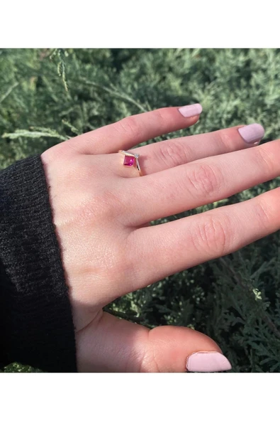 Yakut Taşlı Altın Yüzük Zy0185 - 2