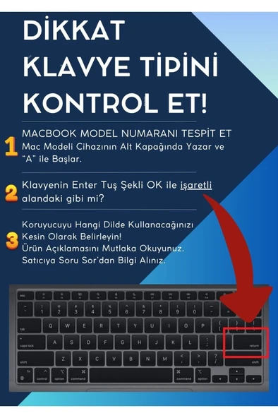 Mcstorey Macbook Klavye Air Pro Koruyucu (US-ABD INGİLİZCE) (ESKİ USB'Lİ MODEL 2008/2017) Ile Uyumlu - 2