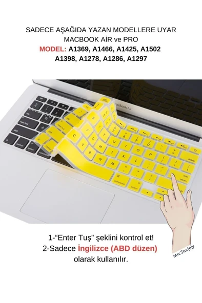 Mcstorey Macbook Klavye Air Pro Koruyucu (US-ABD INGİLİZCE) (ESKİ USB'Lİ MODEL 2008/2017) Ile Uyumlu - 4
