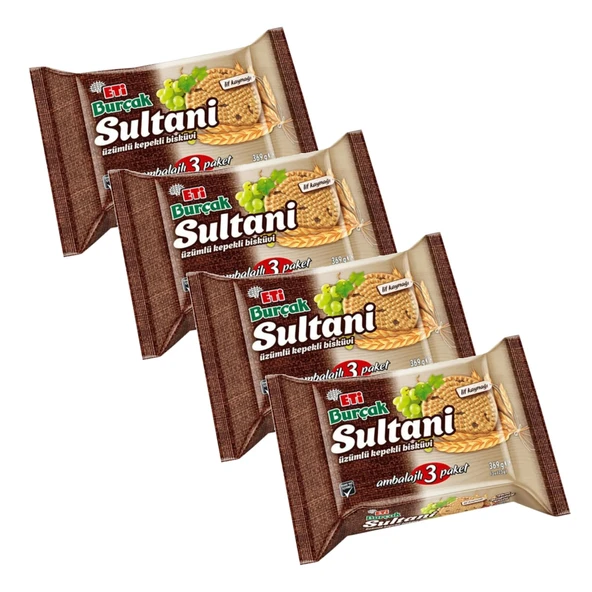 Eti Burçak Sultani 3'lü 369 Gr x 4 Adet