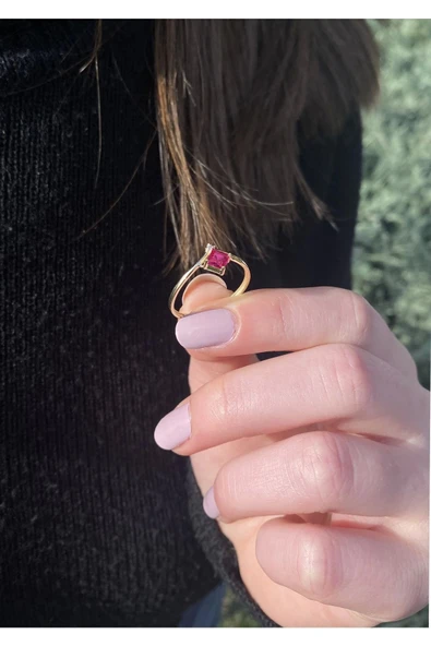 Yakut Taşlı Altın Yüzük Zy0185 - 4