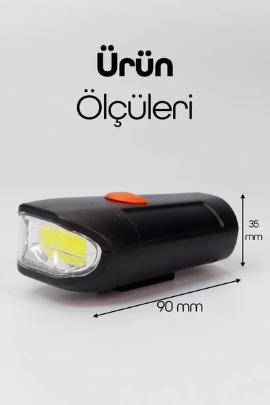 Bisiklet Tekli Ön Fener Işık Pilli 300 Lümen Bisiklet Ön Farı LED Işık Siyah 4446 - 3