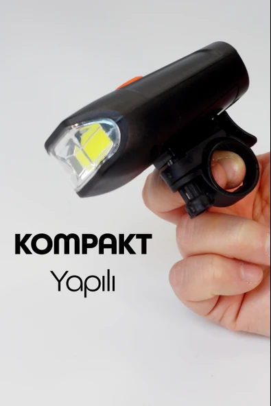 Bisiklet Tekli Ön Fener Işık Pilli 300 Lümen Bisiklet Ön Farı LED Işık Siyah 4446 - 5