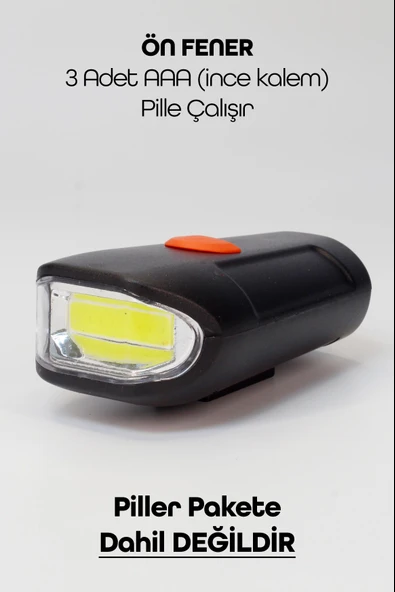Bisiklet Tekli Ön Fener Işık Pilli 300 Lümen Bisiklet Ön Farı LED Işık Siyah 4446 - 2