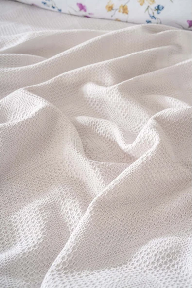 Rivaİstanbul Zigzag Açık Gri Çift Kişilik %100 Pamuklu Nevresimli Pike Takımı - 5 Parça Çeyiz Seti - Resim 4