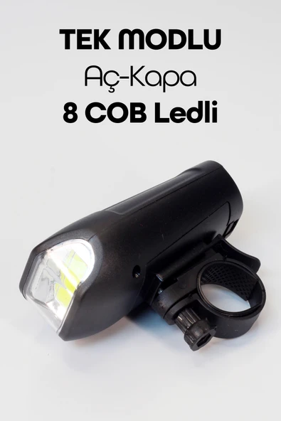 Bisiklet Tekli Ön Fener Işık Pilli 300 Lümen Bisiklet Ön Farı LED Işık Siyah 4446 - 4