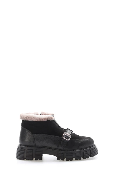 Hakiki Deri Kürklü  Kadın Kalın Taban Bot 010KZA8696 - Resim 2