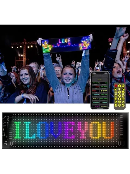 Led Ekran Matrix Panel Cama Yapışan En Büyük Boy 20X64 Telefon App Kontrol Digital Araba Yazısı - 2