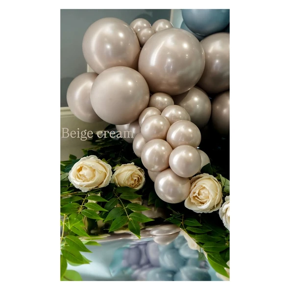 12 İnç Aura Beige Cream (Bej Krem) Balon 5 Adet - 2