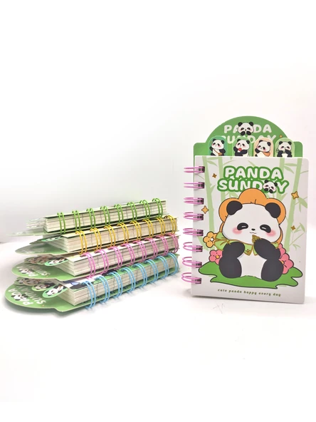 Sevimli Panda Ayraçlı Mini Not Defteri (9x14,5 cm) - Şirin Panda