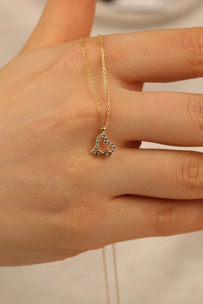 Kalp Altın Kolye Zk0237 - Resim 5