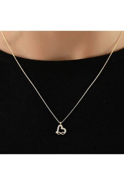 Kalp Altın Kolye Zk0237 - Resim 4