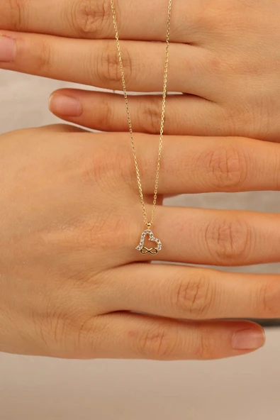 Kalp Altın Kolye Zk0237 - Resim 8