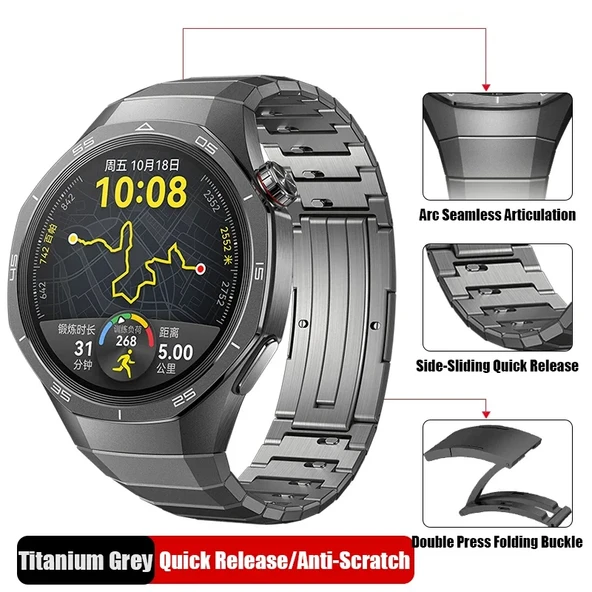 Huawei Watch GT 5 Pro 46mm Kordon Baklalı Metal Kordon Titanyum Saate Orjinal 1e-1 Uyum+Kısıltma Apratı - Resim 7