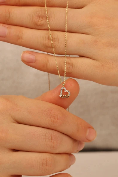 Kalp Altın Kolye Zk0237 - Resim 7