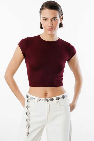 Kısa Kollu Kadın Crop T-shirt CROP-T-SHIRT - 8