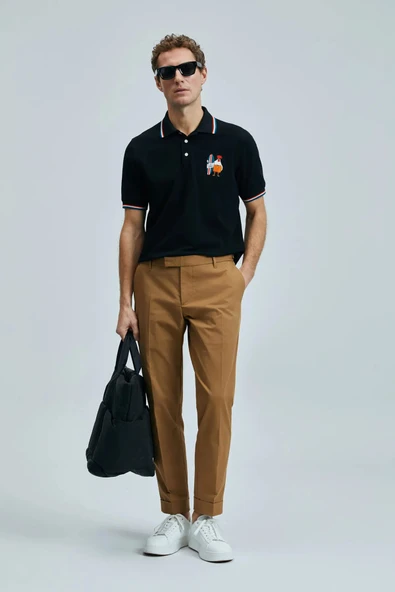 Lufian Sansa Smart Erkek Polo Tişört Siyah