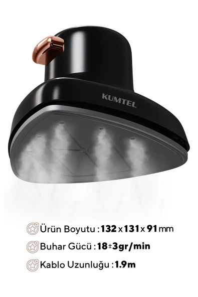 KUMTEL Onix Buharlı Kırışık Giderici HMGS-04 Siyah 800W - 4