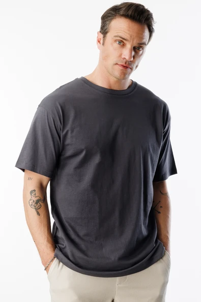 Erkek Oversize Fit %100 Organik Pamuk Bisiklet Yaka Tişört OVERSIZE-ERKEK-T-SHIRT - 10