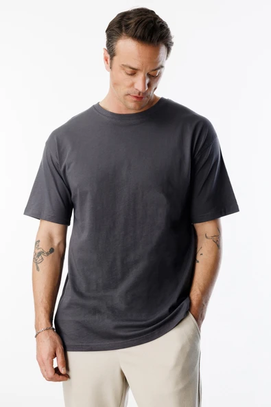 Erkek Oversize Fit %100 Organik Pamuk Bisiklet Yaka Tişört OVERSIZE-ERKEK-T-SHIRT - 9