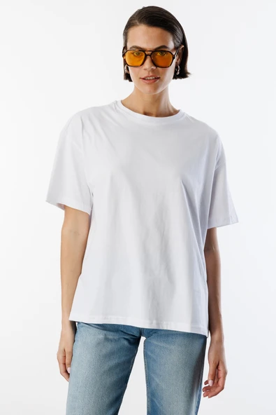 Kadın %100 Organik Pamuklu Kalın Dokulu Oversize Fit Yuvarlak Yakalı T-shirt KADIN-OVERSIZE-T-SHIRT - 6