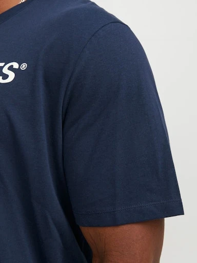 JACK JONES Erkek Lacivert Pamuklu Tişört 12184987 - 2