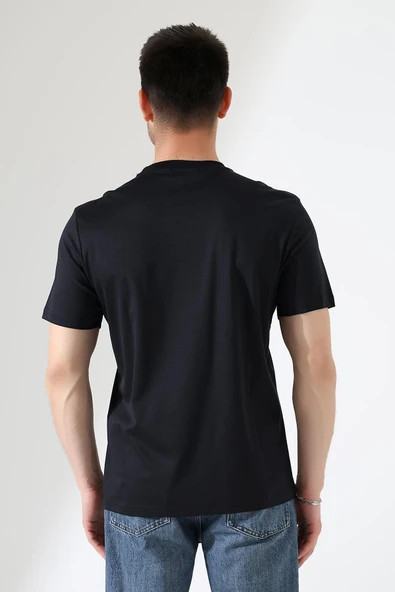 Sıfır Yaka Baskılı Erkek T-shirt - 5